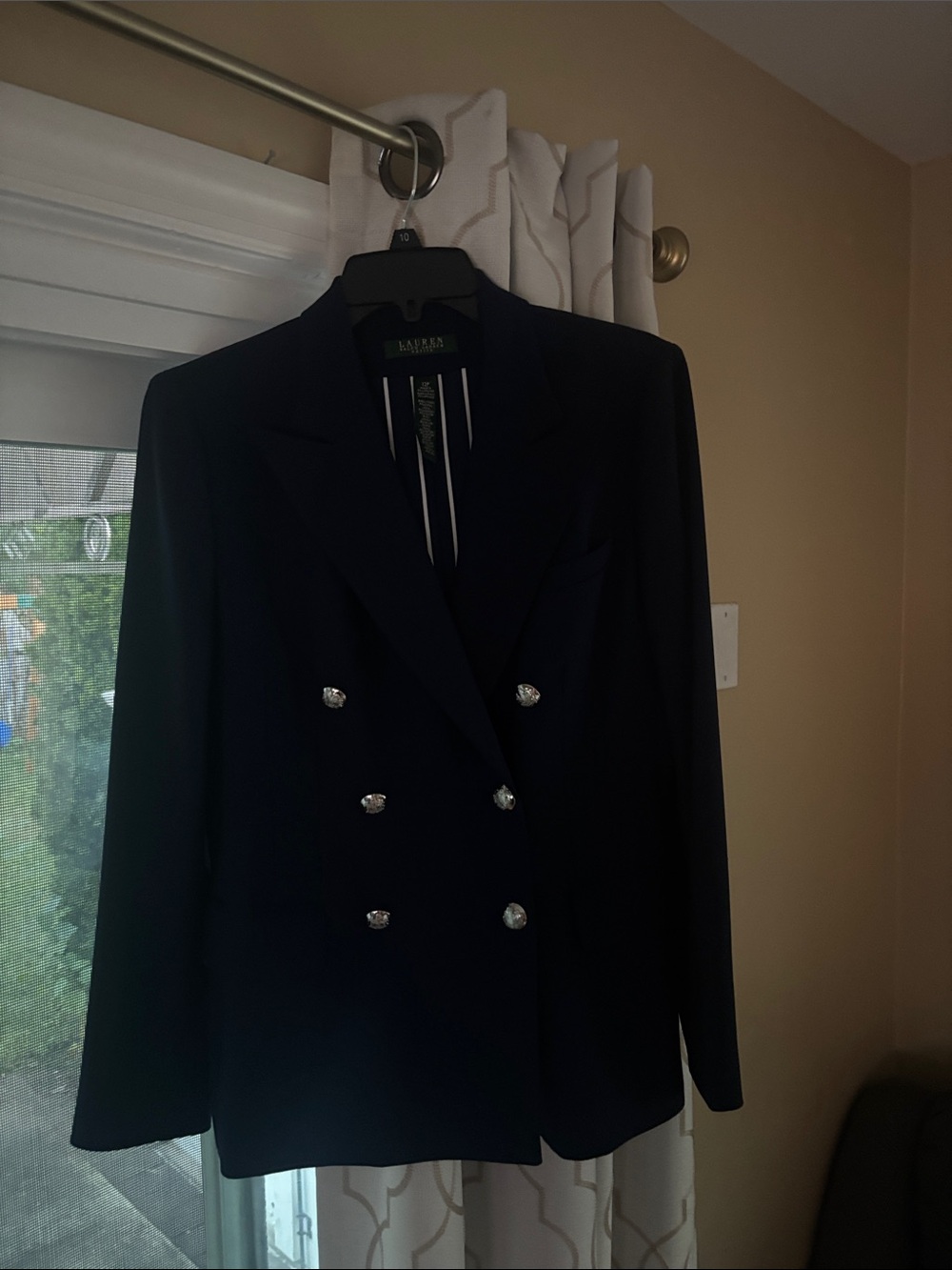 Lauren Ralph Lauren Black Double-Breasted Blazer with Silver Buttons 12P